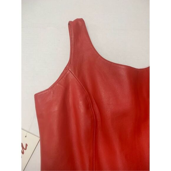 Red 100% Genuine Leather Vintage dress - Picture 3 of 8